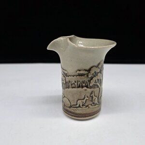 Vintage Australian Graham Pottery Mini Creamer Pitcher With Scenic Forest Design